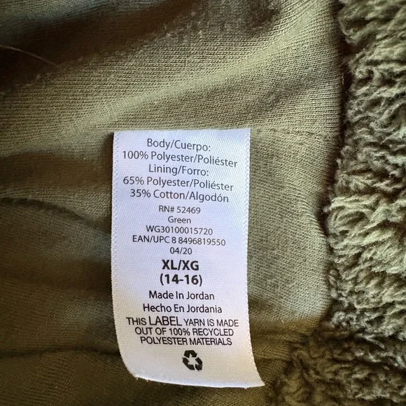 Wonder Nation Kids Sherpa Jacket - Green and Pink - Picture 7 of 7